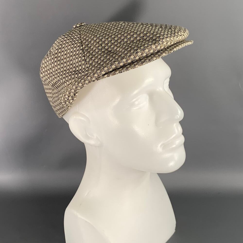 BORSALINO Size 7 Tan Khaki Geometric Cotton Hats